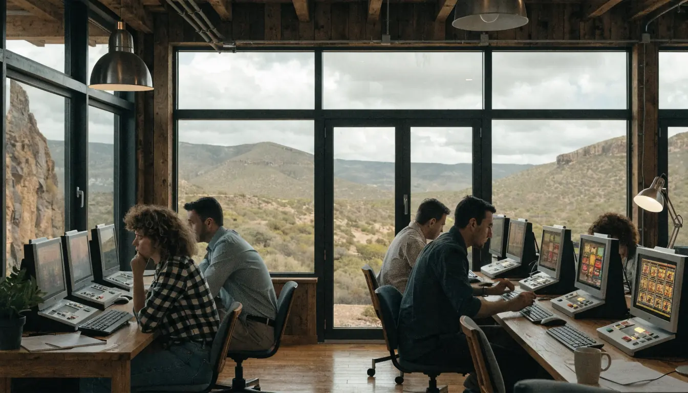 Game developers working on slots with outback view