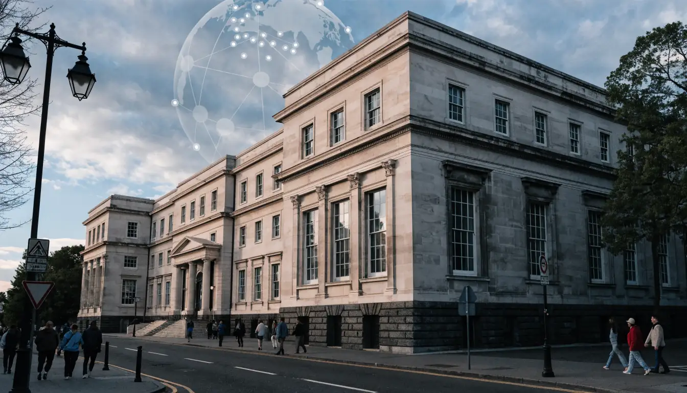 Australian government building with offshore casino overlay